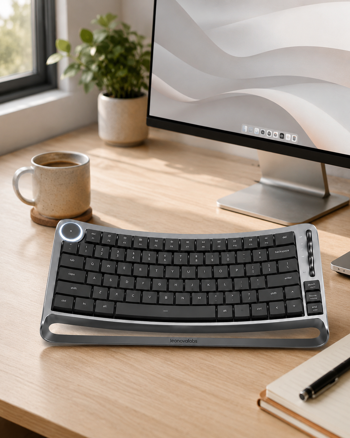 leonovalabs ArcWeave K82 Wireless Mechanical Keyboard with Halo Control Dial