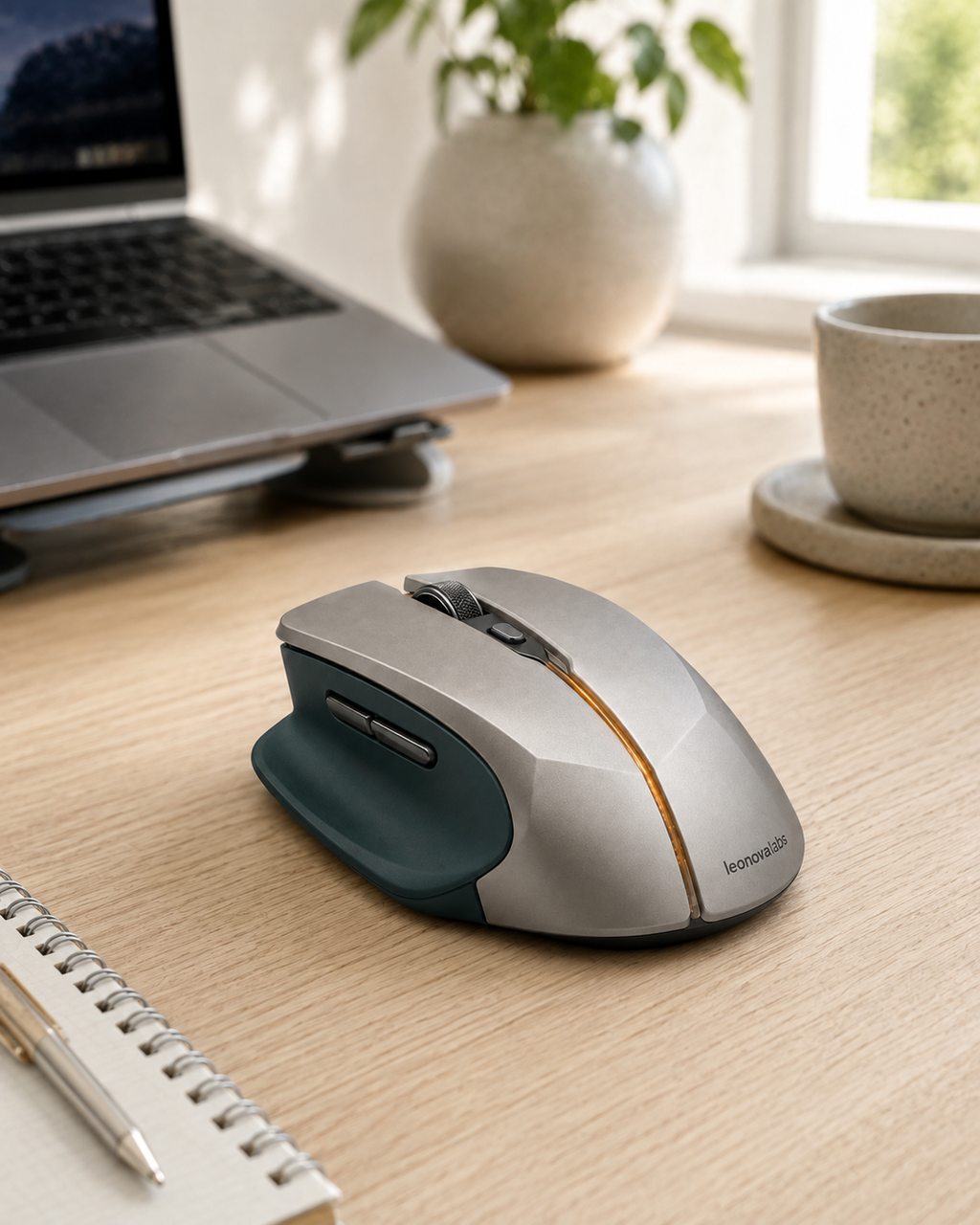 leonovalabs AeroFacet M5 Wireless Ergonomic Mouse with Thumb Support