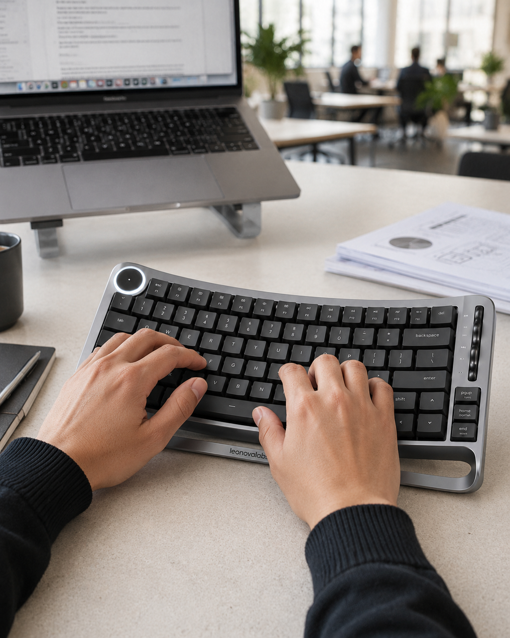 leonovalabs ArcWeave K82 Wireless Mechanical Keyboard with Halo Control Dial
